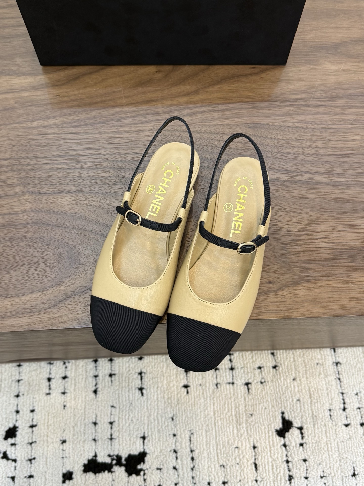 Chanel-Beige-Lambskin-Leather-Slingback-Flats-Shoes-35To41